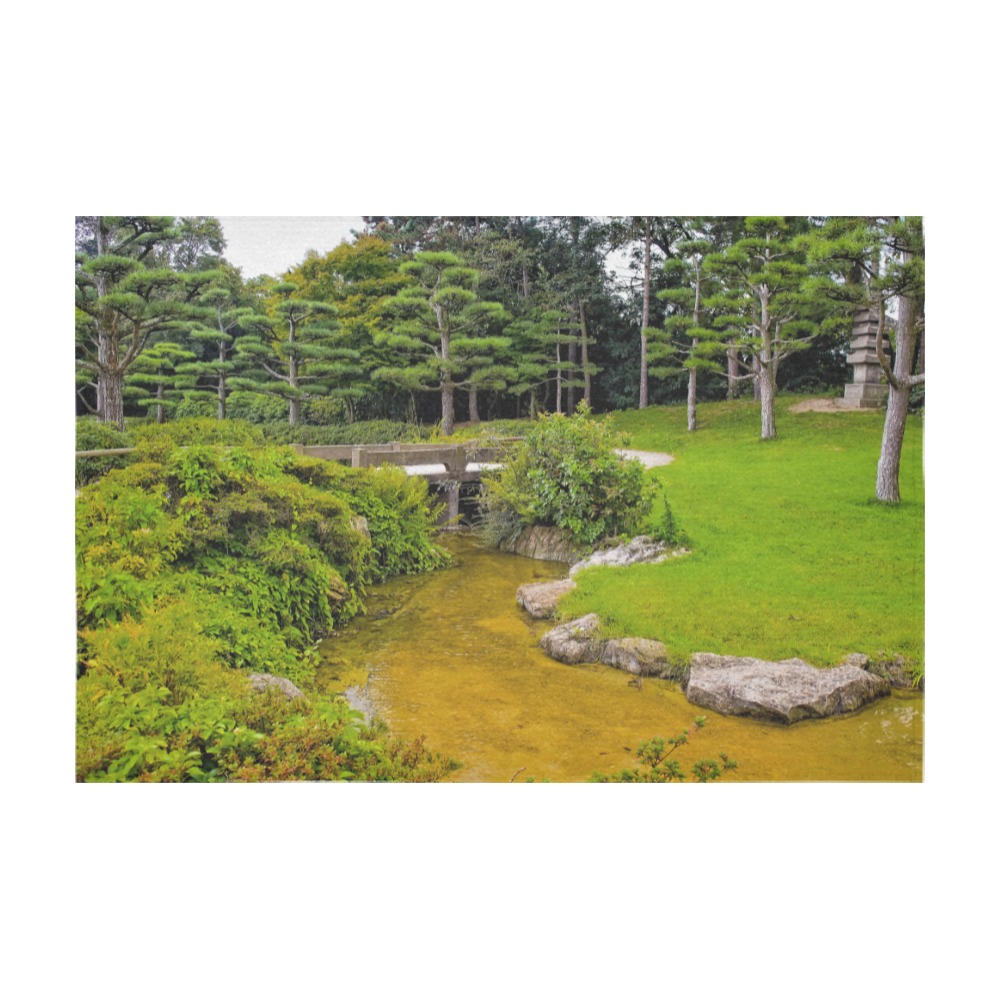 Japanese garden Cotton Linen Tablecloth 60" x 90"