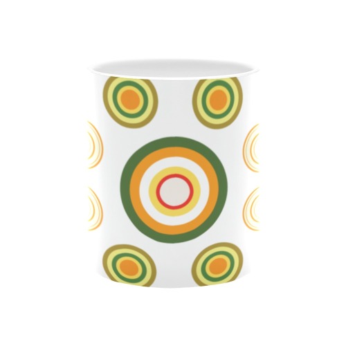 Abstract green and orange circles pattern White Mug(11OZ)