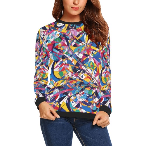 Shapes and colors. Contemporary abstract art. All Over Print Crewneck Sweatshirt for Women (Model H18)