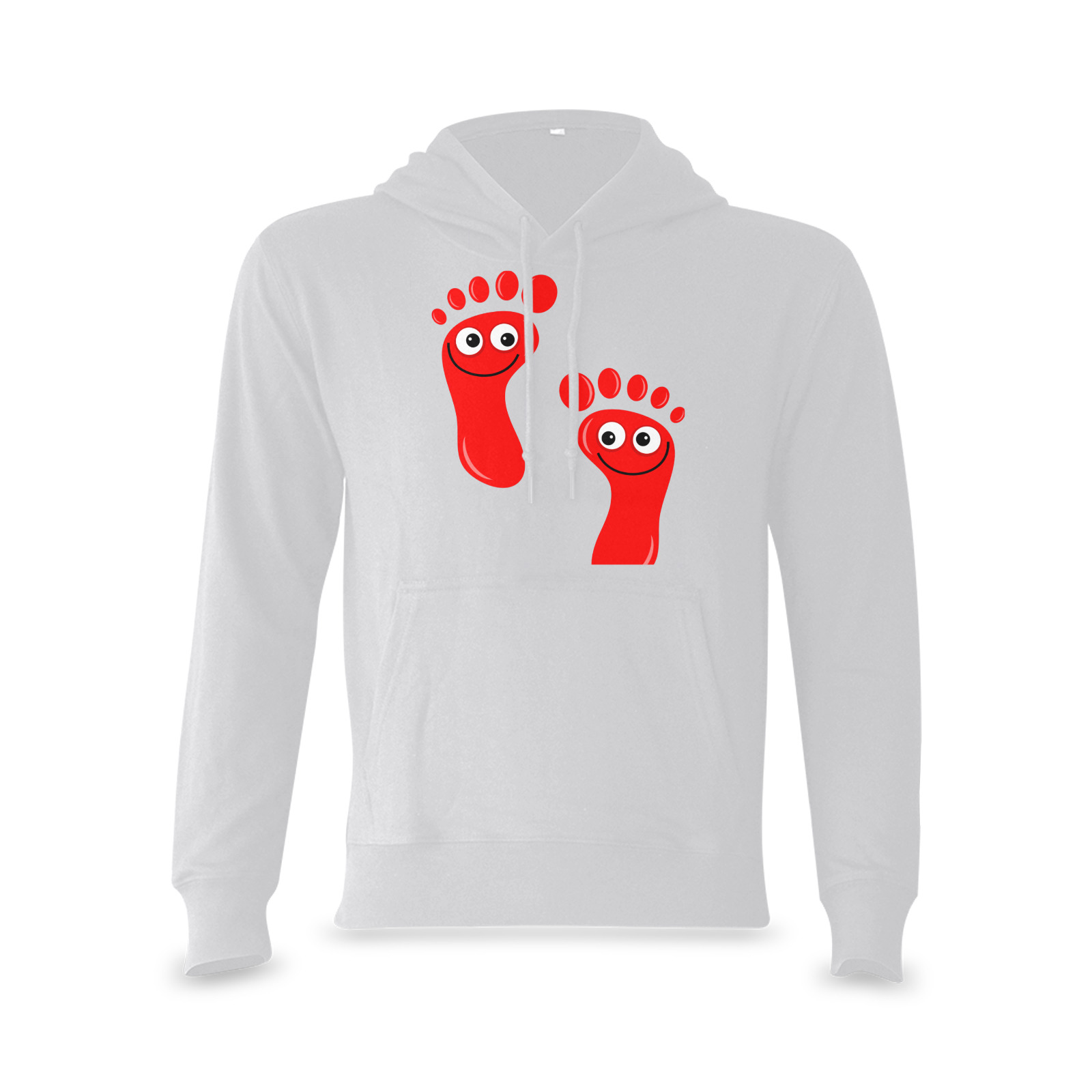 Happy Cartoon Red Human Foot Prints Oceanus Hoodie Sweatshirt (NEW) (Model H03)