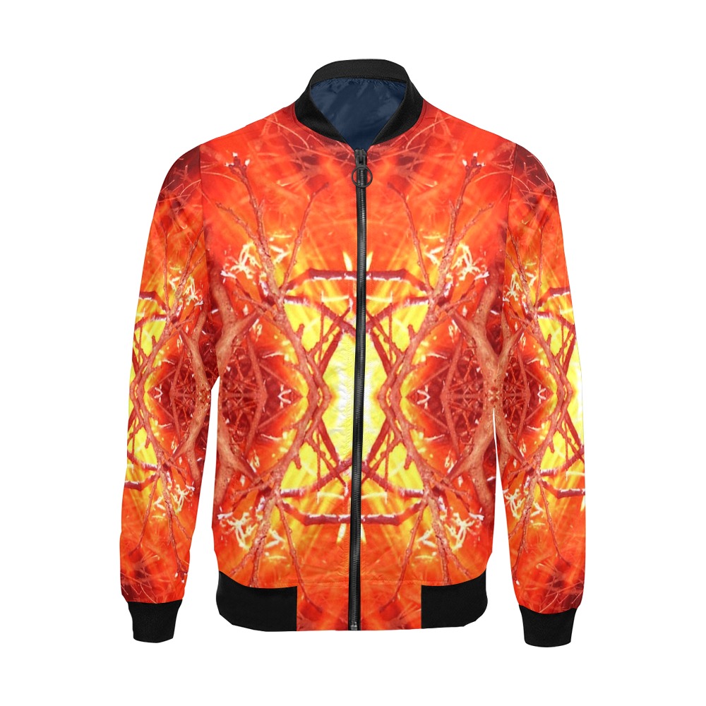 Abstract Fire All Over Print Bomber Jacket for Men (Model H19)