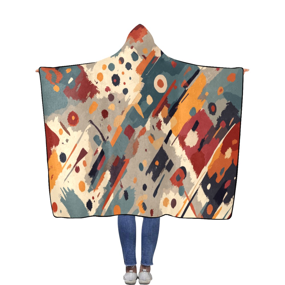 Colorful, elegant, classic tribal abstract art. Flannel Hooded Blanket 56''x80''