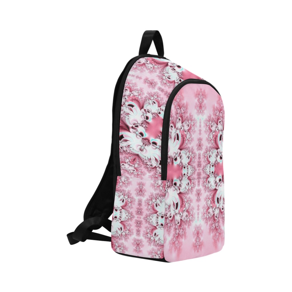 Pink Rose Garden Frost Fractal Fabric Backpack for Adult (Model 1659)