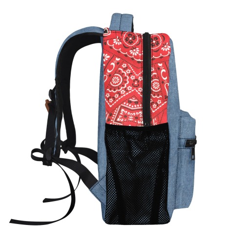 Bandana Heart on Denim-look 17-inch All Over Print Casual Backpack
