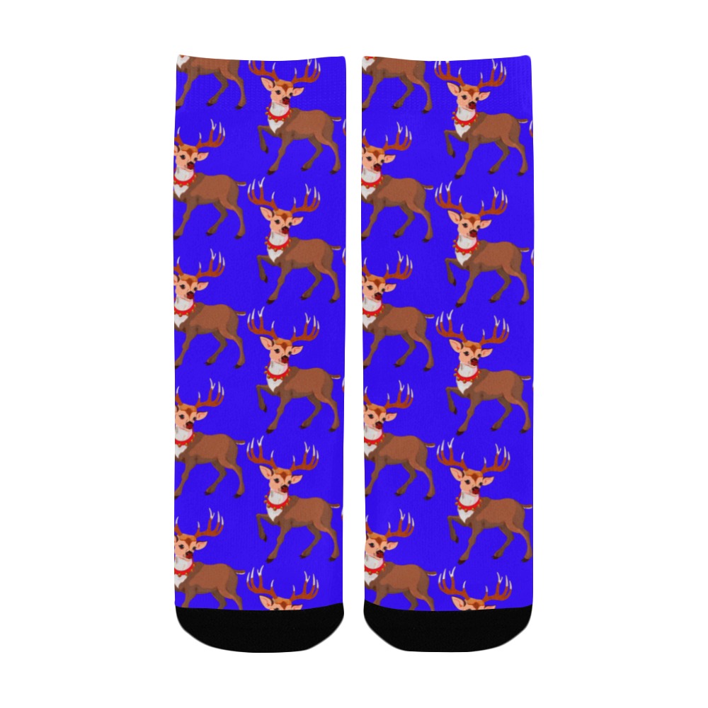 reindeer blu Kids' Custom Socks