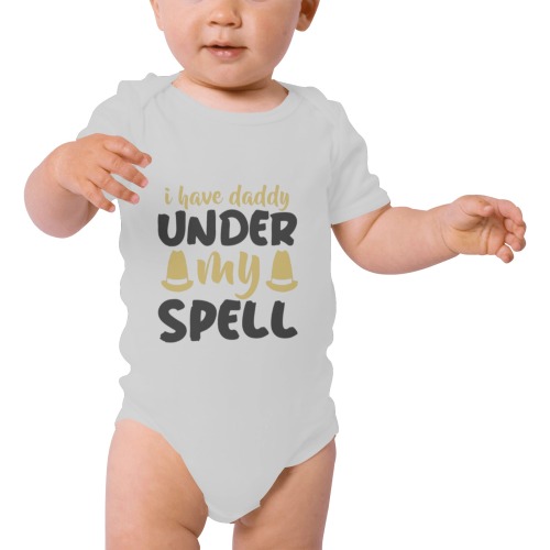 I HAVE DADDY UNDER MY SPELL Baby Powder Organic Short Sleeve One Piece (Model T28)