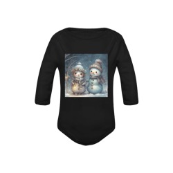 Snowman Couple Baby Powder Organic Long Sleeve One Piece (Model T27)