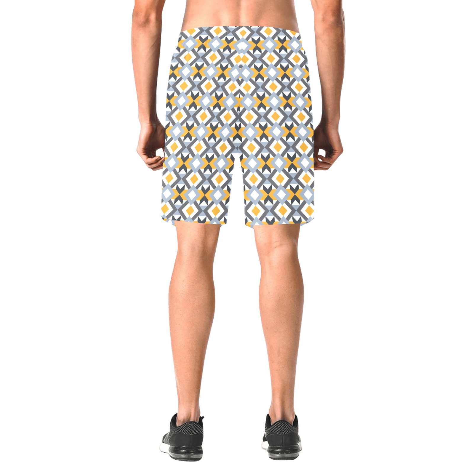 Retro Angles Abstract Geometric Pattern Men's All Over Print Elastic Beach Shorts (Model L20)