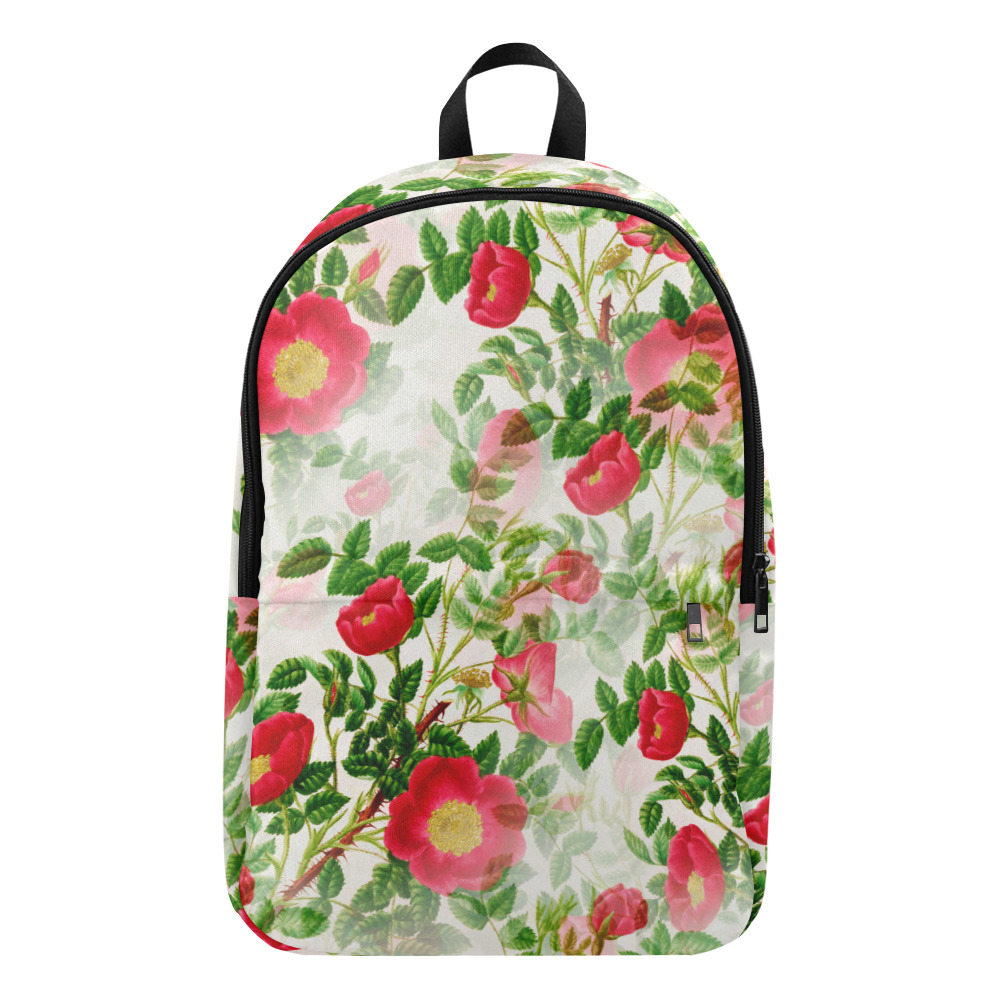 Vintage Red Floral Blossom Fabric Backpack for Adult (Model 1659)