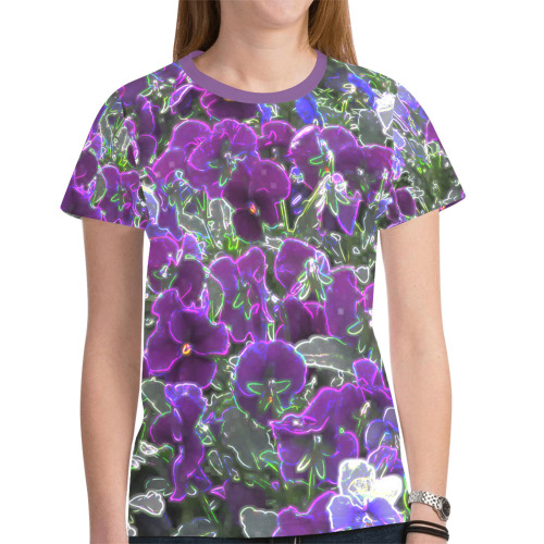 Field Of Purple Flowers 8420 New All Over Print T-shirt for Women (Model T45)