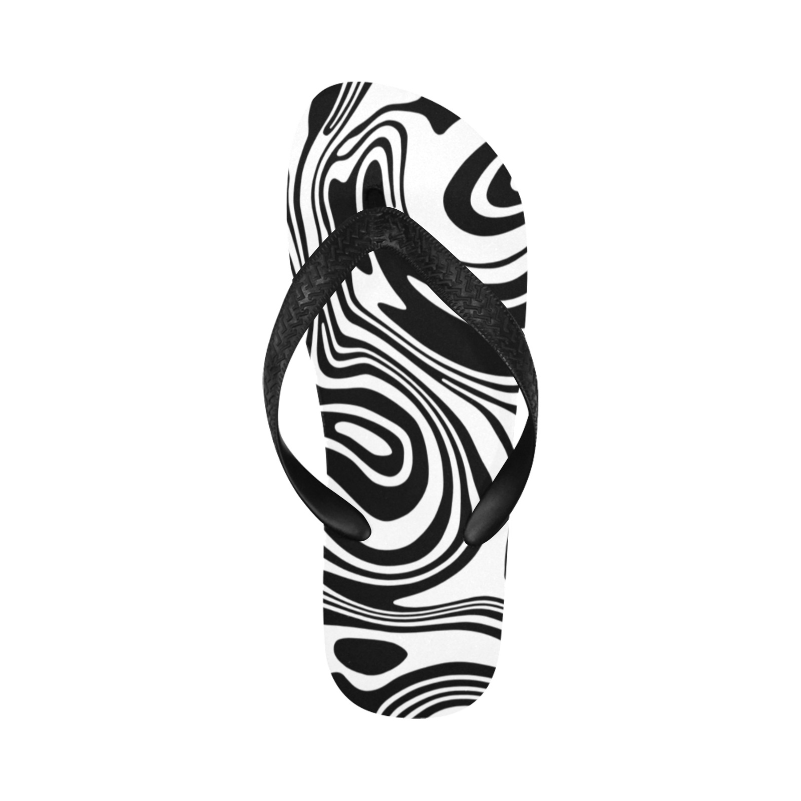 Black and White Marble Flip Flops for Men/Women (Model 040)