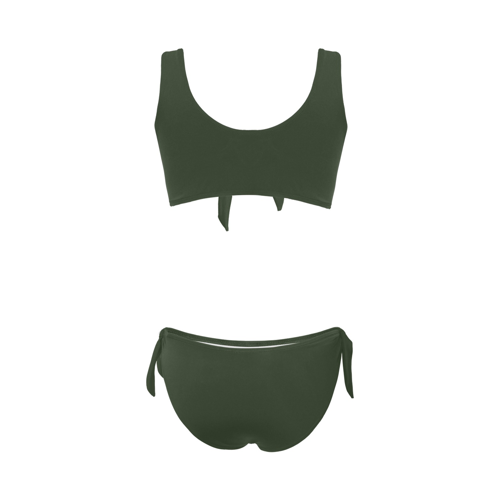 Daisy Woman's Swimwear Green Plain Bow Tie Front Bikini Swimsuit (Model S38)