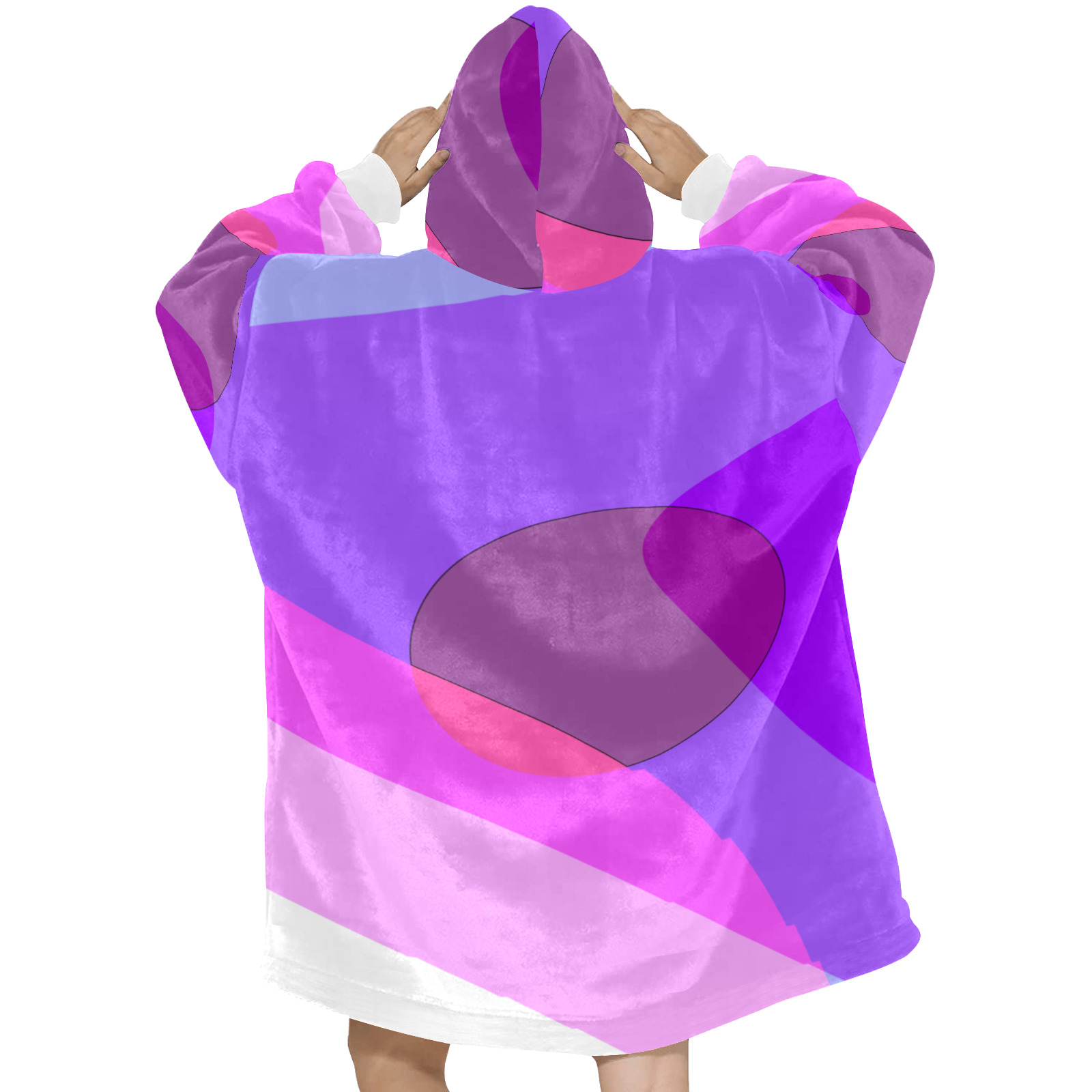 Purple Retro Groovy Abstract 409 Blanket Hoodie for Women