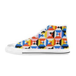 Geometric (2) Women's Classic High Top Canvas Shoes (Model 017)