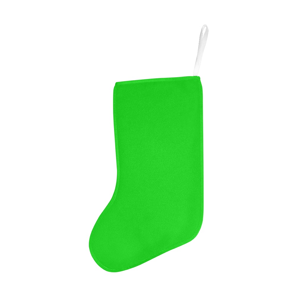 Merry Christmas Green Solid Color Christmas Stocking (Without Folded Top)