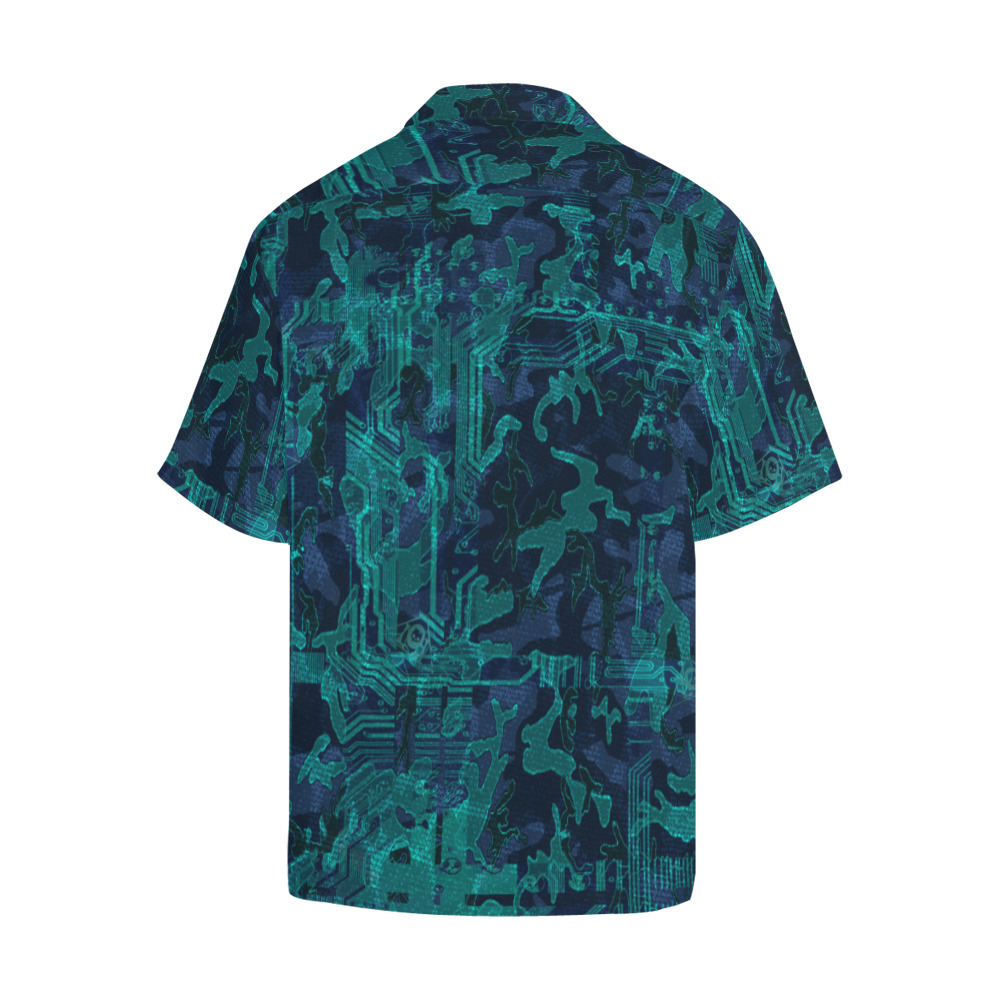 Cyber Camo Hawaiian Shirt with Merged Design (Model T58)