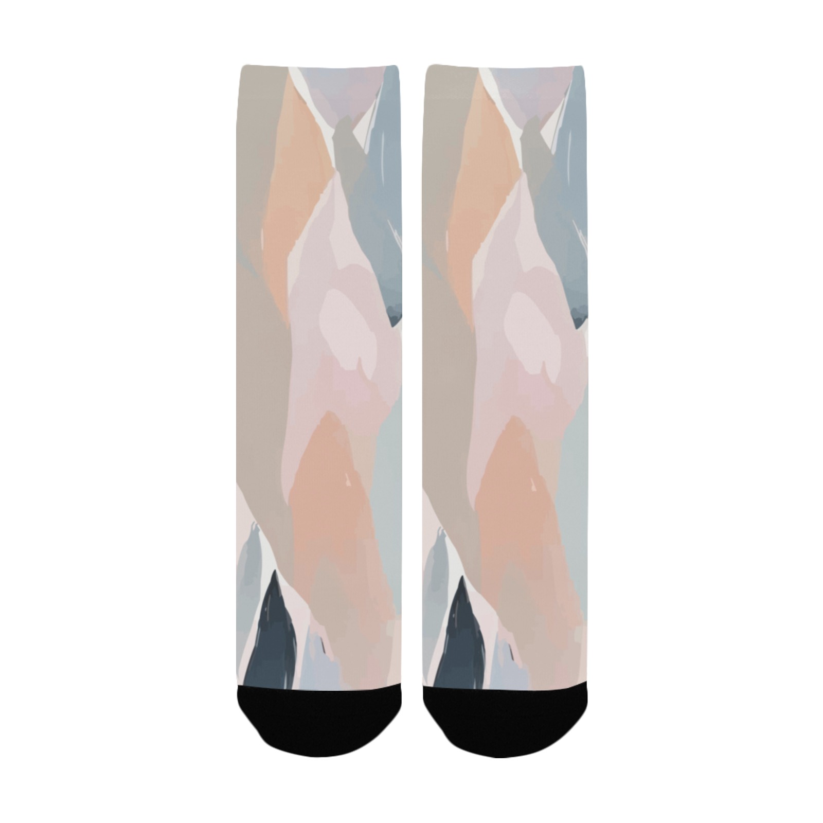 Elegant abstract shapes of soft pink, blue colors Custom Socks for Women