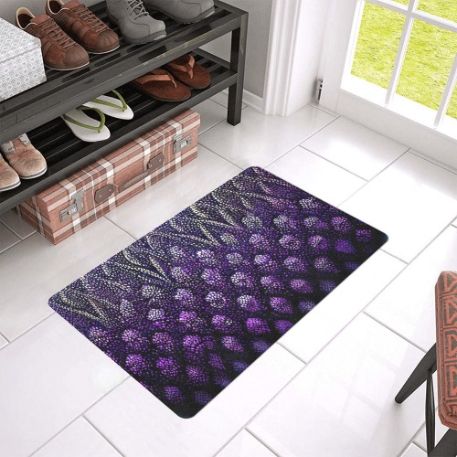 purple flower pattern Doormat 24"x16" (Black Base)