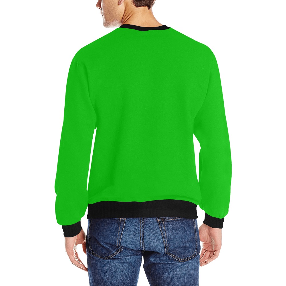 Merry Christmas Green Solid Color Men's Rib Cuff Crew Neck Sweatshirt (Model H34)