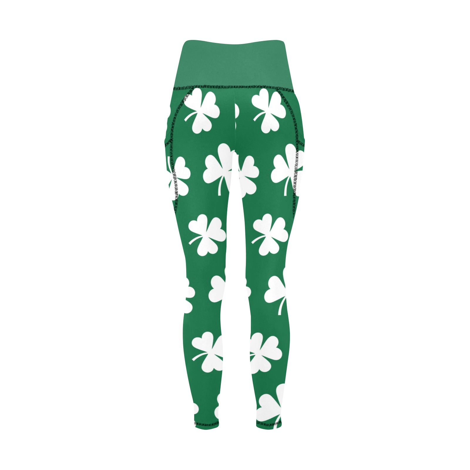 St Patricks Day Clover Women's All Over Print Leggings with Pockets (Model L56)
