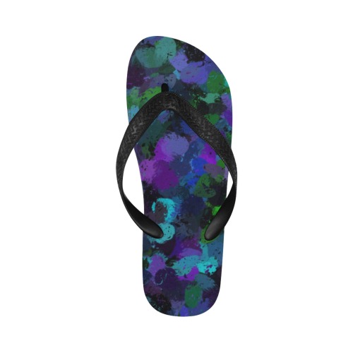 Purple, Black and Blue Abstract Flip Flops for Men/Women (Model 040)