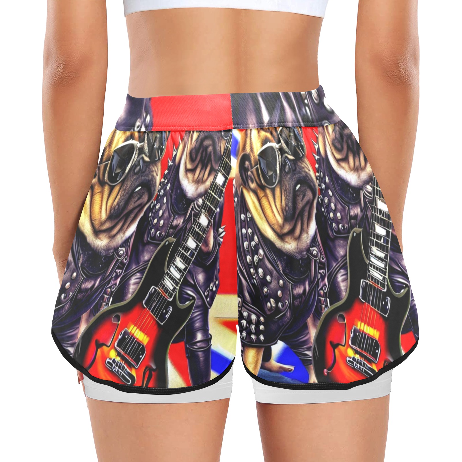HEAVY ROCK PUG 3 Women's Sports Shorts with Compression Liner (Model L63)