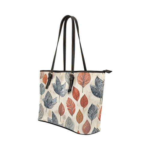 Leaves Leather Tote Bag/Small (Model 1651)