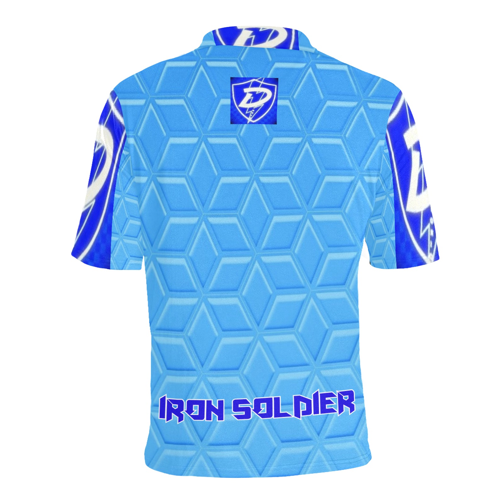 DIONIO Clothing - IRON SOLDIER POLO Shirt (Sky Blue & White) Men's All Over Print Polo Shirt (Model T55)