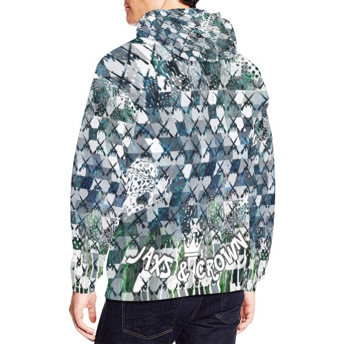 Teal abstract w/guns print All Over Print Hoodie for Men (USA Size) (Model H13)