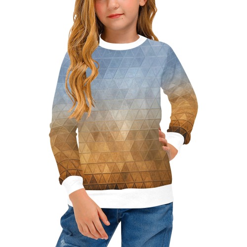 mosaic triangle 20 Girls' All Over Print Crew Neck Sweater (Model H49)