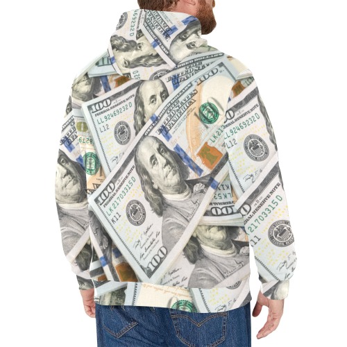 American100DollarBills (5) Men's Long Sleeve Fleece Hoodie (Model H55)