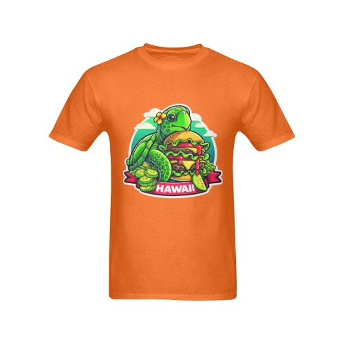 GREEN SEA TURTLE EATING BURGER 2 Men's T-Shirt in USA Size (Front Printing Only)