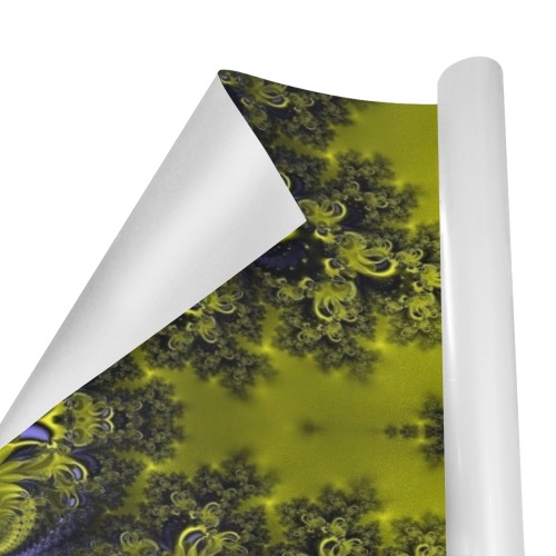 Summer Sunflowers Frost Fractal Gift Wrapping Paper 58"x 23" (2 Rolls)