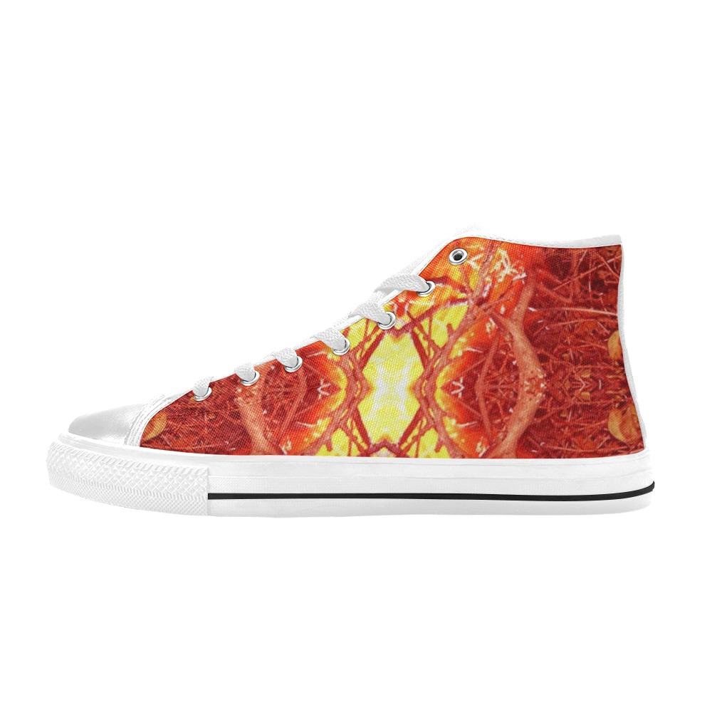 Abstract Fire Men’s Classic High Top Canvas Shoes (Model 017)