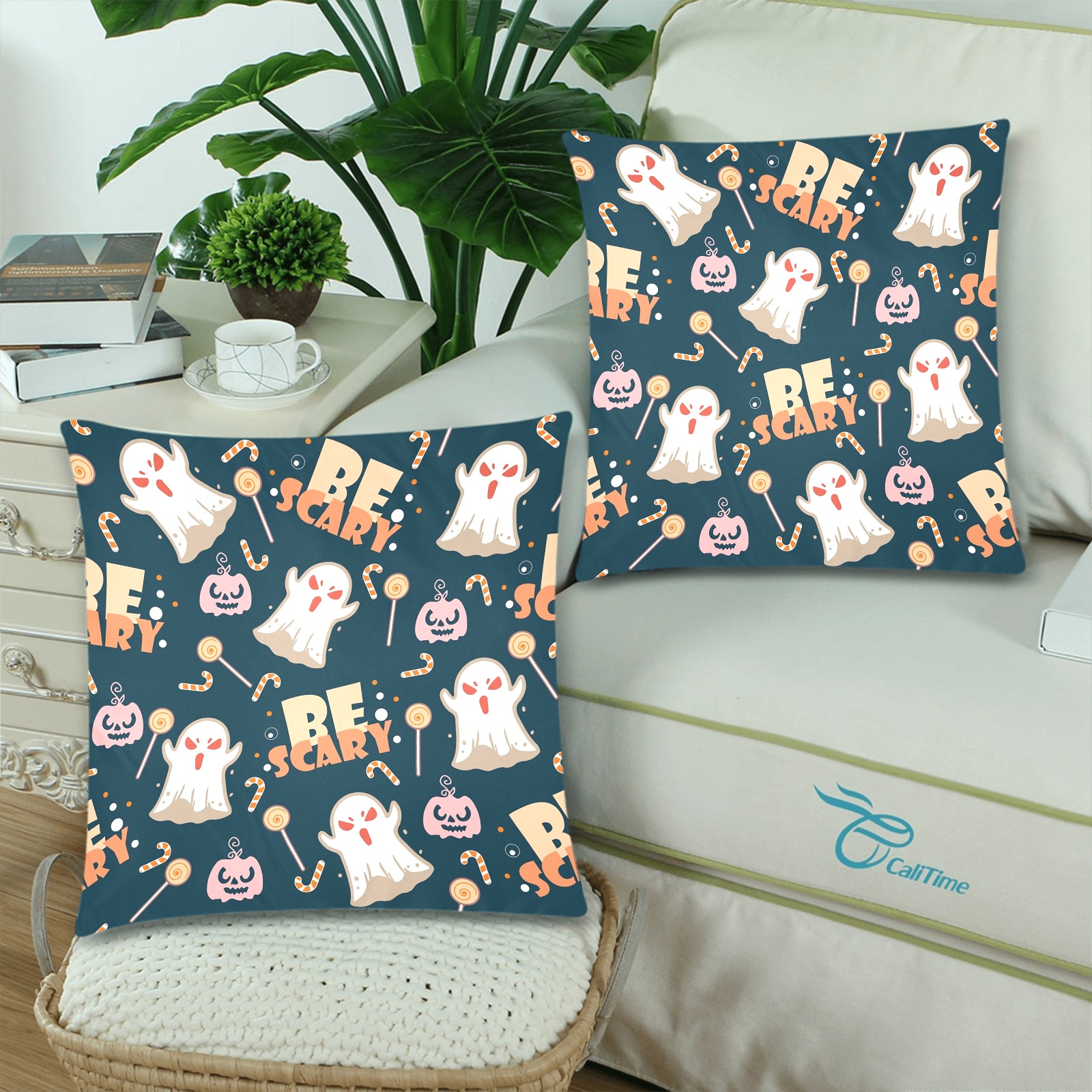 Adorable Be Scary Halloween Custom Zippered Pillow Cases 18"x 18" (Twin Sides) (Set of 2)