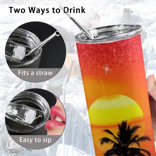 Sunset Beach 20oz Tall Skinny Tumbler with Lid and Straw