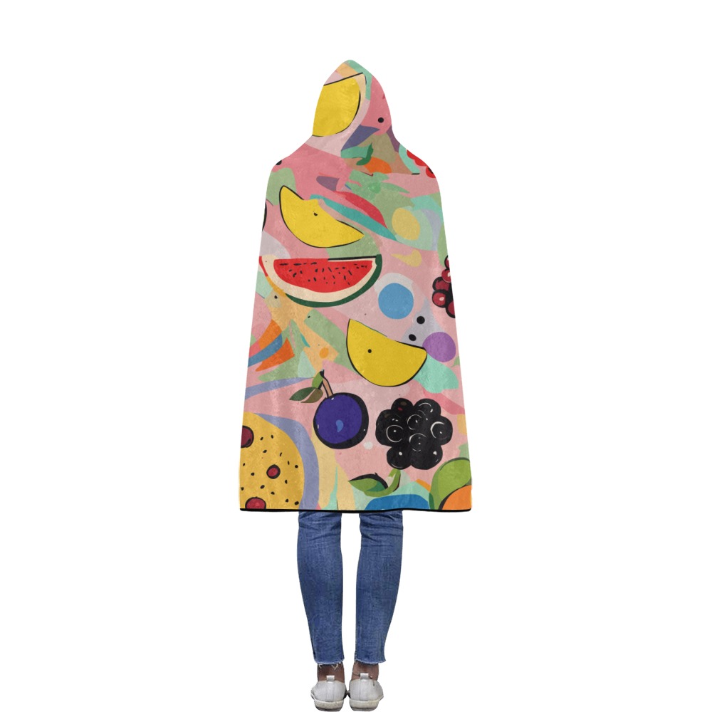Colorful summer fruits. Positive fantasy art. Flannel Hooded Blanket 50''x60''