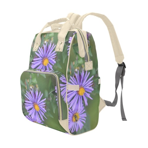 Purple Flower Diaper Bag #4 Multi-Function Diaper Backpack/Diaper Bag (Model 1688)