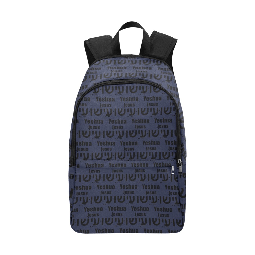 Yeshua Bookbag Navy (Blk text) Fabric Backpack for Adult (Model 1659)
