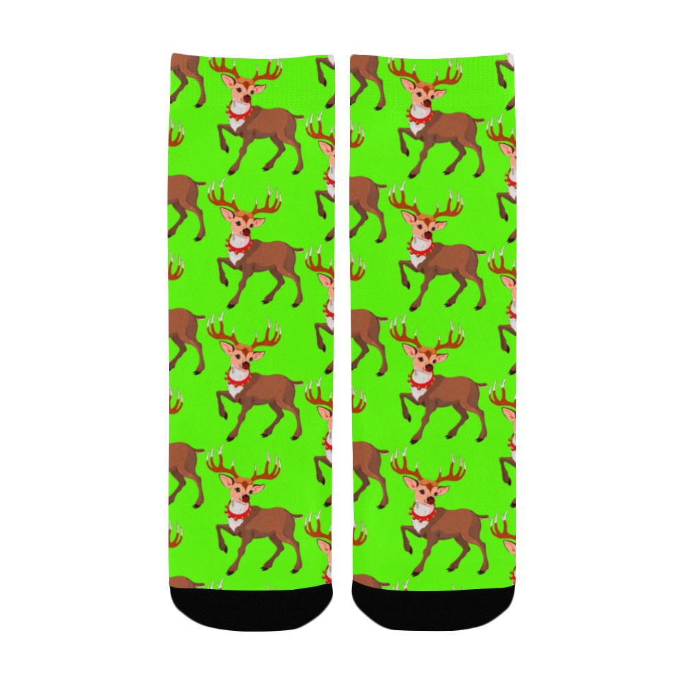 reindeer grn Kids' Custom Socks