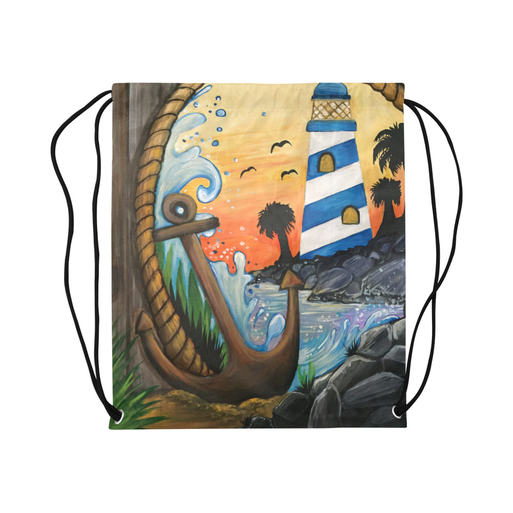 Lighthouse View Large Drawstring Bag Model 1604 (Twin Sides)  16.5"(W) * 19.3"(H)