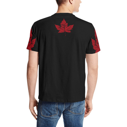 Men's Cool Retro Canada T-shirts Men's All Over Print T-Shirt (Solid Color Neck) (Model T63)