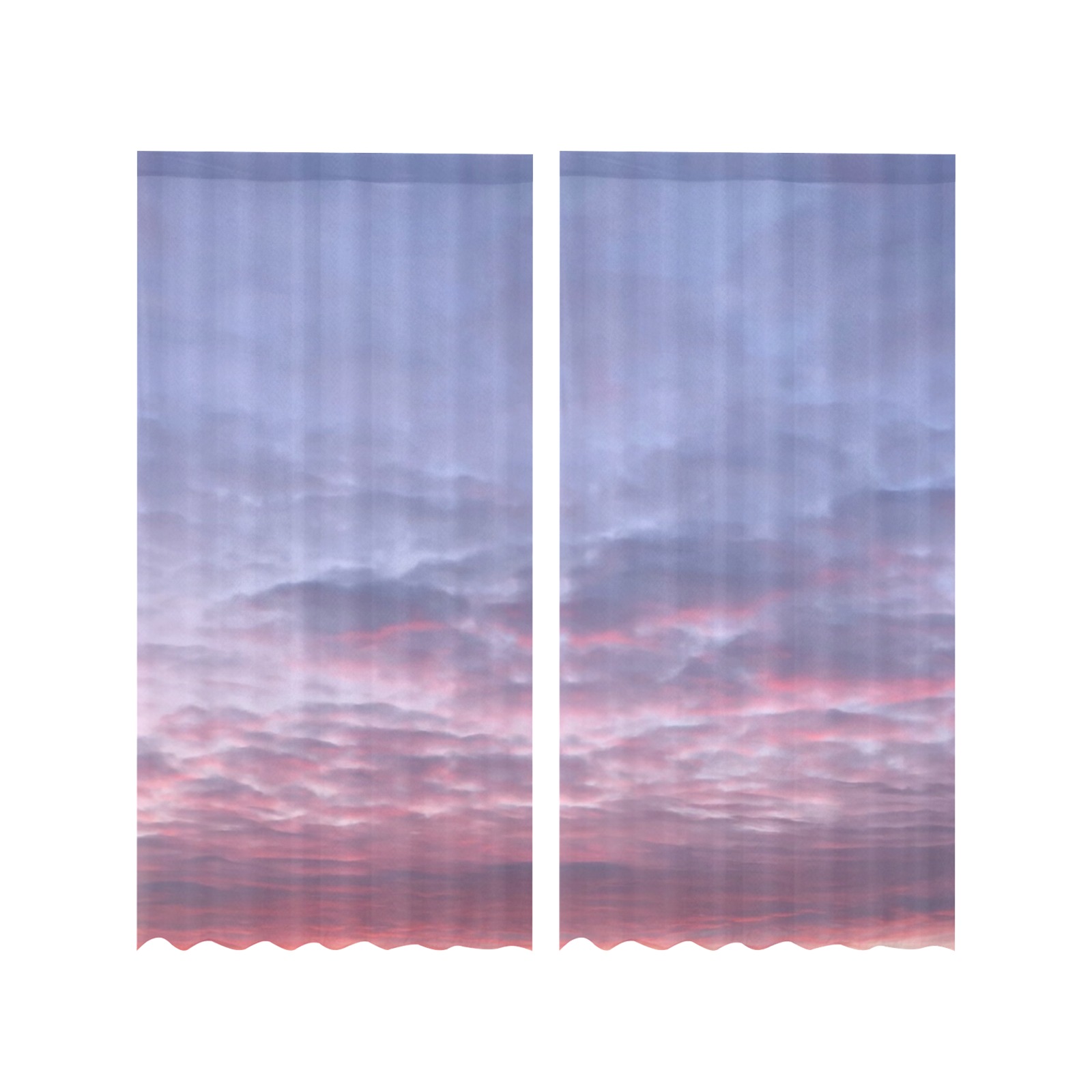Morning purple sunrise Gauze Curtain 28"x84" (Two-Piece)