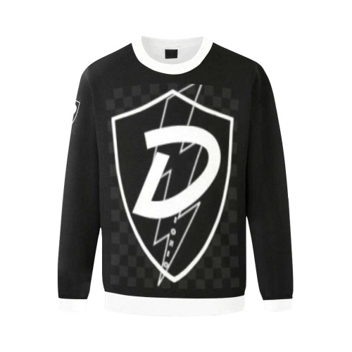 Dionio Clothing - Sweatshirt (Black & White Shield Logo) Men's Oversized Fleece Crew Sweatshirt (Model H18)