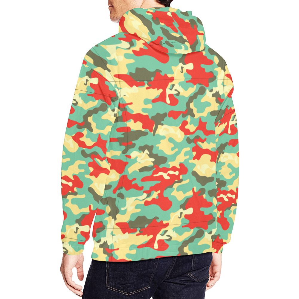 Retro 1980's Military Fashion Camouflage All Over Print Hoodie for Men (USA Size) (Model H13)