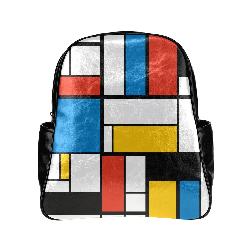 Mondrian De Stijl Modern Multi-Pockets Backpack (Model 1636)