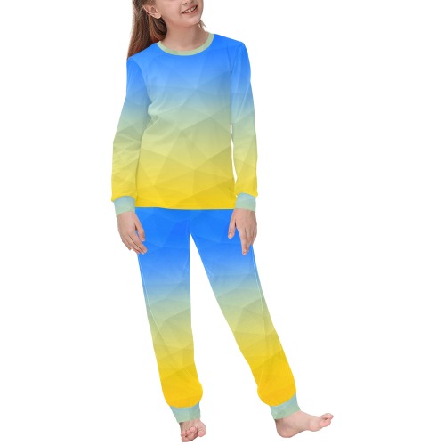 Ukraine yellow blue geometric mesh pattern Kids' All Over Print Pajama Set