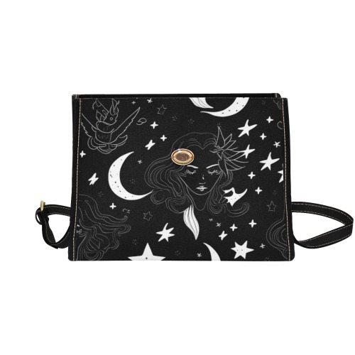 Witchy copyq Waterproof Canvas Bag-Black (All Over Print) (Model 1641)