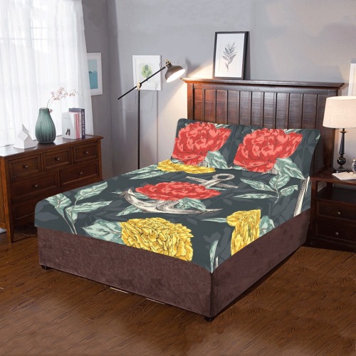 Elegant Roses with Anchor 3-Piece Bedding Set
