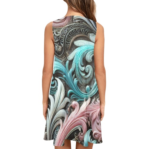 Opal bloom x 1 Sleeveless A-Line Pocket Dress (Model D57)